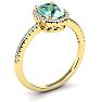 1 1/4 Carat Oval Shape Green Amethyst and Halo Diamond Ring In 14 Karat Yellow Gold Image-2