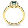 1 1/4 Carat Oval Shape Green Amethyst and Halo Diamond Ring In 14 Karat Yellow Gold Image-3