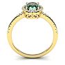1 1/4 Carat Oval Shape Green Amethyst and Halo Diamond Ring In 14 Karat Yellow Gold Image-3