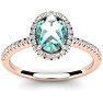 1 1/4 Carat Oval Shape Green Amethyst and Halo Diamond Ring In 14 Karat Rose Gold Image-1