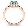 1 1/4 Carat Oval Shape Green Amethyst and Halo Diamond Ring In 14 Karat Rose Gold Image-3