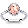 1-1/3 Carat Oval Shape Morganite and Halo Diamond Ring In 14 Karat White Gold Image-1