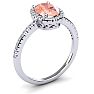 1-1/3 Carat Oval Shape Morganite and Halo Diamond Ring In 14 Karat White Gold Image-2