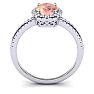 1-1/3 Carat Oval Shape Morganite and Halo Diamond Ring In 14 Karat White Gold Image-3