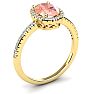 1-1/3 Carat Oval Shape Morganite and Halo Diamond Ring In 14 Karat Yellow Gold Image-2