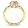 1-1/3 Carat Oval Shape Morganite and Halo Diamond Ring In 14 Karat Yellow Gold Image-3