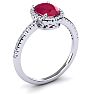 1 3/4 Carat Oval Shape Ruby and Halo Diamond Ring In 14 Karat White Gold Image-2