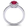 1 3/4 Carat Oval Shape Ruby and Halo Diamond Ring In 14 Karat White Gold Image-3