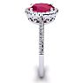 1 3/4 Carat Oval Shape Ruby and Halo Diamond Ring In 14 Karat White Gold Image-4