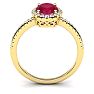 1 3/4 Carat Oval Shape Ruby and Halo Diamond Ring In 14 Karat Yellow Gold Image-3