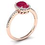 1 3/4 Carat Oval Shape Ruby and Halo Diamond Ring In 14 Karat Rose Gold Image-2
