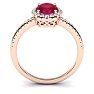 1 3/4 Carat Oval Shape Ruby and Halo Diamond Ring In 14 Karat Rose Gold Image-3