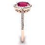 1 3/4 Carat Oval Shape Ruby and Halo Diamond Ring In 14 Karat Rose Gold Image-4