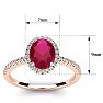 1 3/4 Carat Oval Shape Ruby and Halo Diamond Ring In 14 Karat Rose Gold Image-5