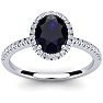 1 3/4 Carat Oval Shape Sapphire and Halo Diamond Ring In 14 Karat White Gold Image-1
