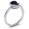 1 3/4 Carat Oval Shape Sapphire and Halo Diamond Ring In 14 Karat White Gold Image-2