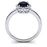 1 3/4 Carat Oval Shape Sapphire and Halo Diamond Ring In 14 Karat White Gold Image-3