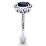 1 3/4 Carat Oval Shape Sapphire and Halo Diamond Ring In 14 Karat White Gold Image-4