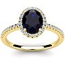 1 3/4 Carat Oval Shape Sapphire and Halo Diamond Ring In 14 Karat Yellow Gold Image-1