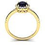 1 3/4 Carat Oval Shape Sapphire and Halo Diamond Ring In 14 Karat Yellow Gold Image-3