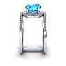 1 3/4 Carat Oval Shape Blue Topaz and Halo Diamond Spacer Ring In 14 Karat White Gold Image-3