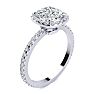 2 1/2 Carat Cushion Cut Halo Diamond Engagement Ring In 14 Karat White Gold Image-2