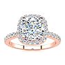 2 1/2 Carat Cushion Cut Halo Diamond Engagement Ring in 14 Karat Rose Gold Image-1