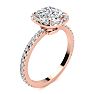 2 1/2 Carat Cushion Cut Halo Diamond Engagement Ring in 14 Karat Rose Gold Image-2