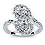 3/4 Carat Two Stone Diamond Pear-Shaped Halo Ring In 14K White Gold Image-1