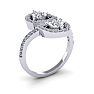 3/4 Carat Two Stone Diamond Pear-Shaped Halo Ring In 14K White Gold Image-2