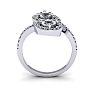 3/4 Carat Two Stone Diamond Pear-Shaped Halo Ring In 14K White Gold Image-4