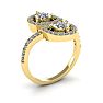 3/4 Carat Two Stone Diamond Pear-Shaped Halo Ring In 14K Yellow Gold Image-2
