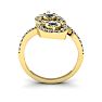 3/4 Carat Two Stone Diamond Pear-Shaped Halo Ring In 14K Yellow Gold Image-4