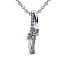 1/3 Carat Two Stone Two Diamond Curve Necklace In 14K White Gold Image-1