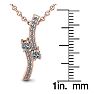 1/3 Carat Two Stone Two Diamond Swirl Necklace In 14K Rose Gold Image-5