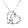 1/2 Carat Two Stone Two Diamond Heart Necklace In 14K White Gold