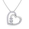 1/2 Carat Two Stone Two Diamond Heart Necklace In 14K White Gold Image-1
