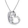 1/2 Carat Two Stone Two Diamond Heart Necklace In 14K White Gold Image-2
