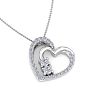 1/2 Carat Two Stone Two Diamond Heart Necklace In 14K White Gold Image-4