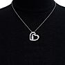 1/2 Carat Two Stone Two Diamond Heart Necklace In 14K White Gold Image-6