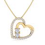 1/2 Carat Two Stone Two Diamond Heart Necklace In 14K Yellow Gold Image-1