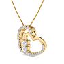 1/2 Carat Two Stone Two Diamond Heart Necklace In 14K Yellow Gold Image-2