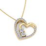 1/2 Carat Two Stone Two Diamond Heart Necklace In 14K Yellow Gold Image-4