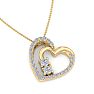 1/2 Carat Two Stone Two Diamond Heart Necklace In 14K Yellow Gold Image-4