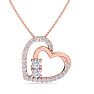 1/2 Carat Two Stone Two Diamond Heart Necklace In 14K Rose Gold Image-1