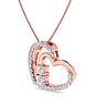 1/2 Carat Two Stone Two Diamond Heart Necklace In 14K Rose Gold Image-2