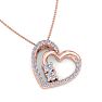 1/2 Carat Two Stone Two Diamond Heart Necklace In 14K Rose Gold Image-4