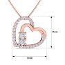 1/2 Carat Two Stone Two Diamond Heart Necklace In 14K Rose Gold Image-5