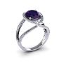 3 Carat Oval Shape Amethyst and Halo Diamond Ring In 14 Karat White Gold Image-2