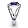 3 Carat Oval Shape Amethyst and Halo Diamond Ring In 14 Karat White Gold Image-3